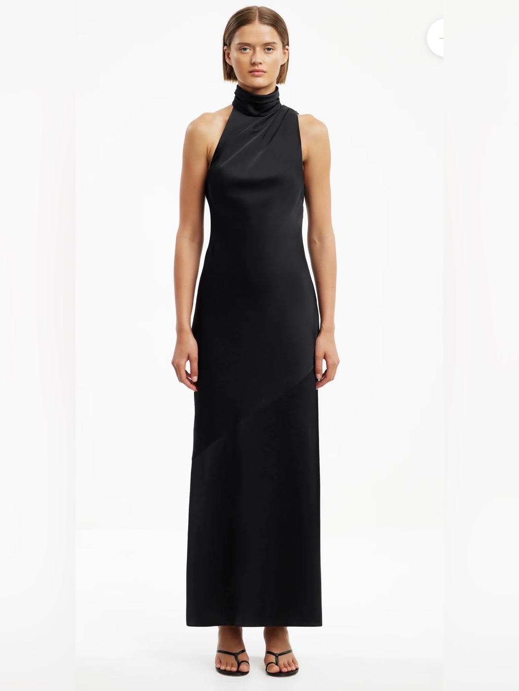 New Significant Other Nadia Black One-Shoulder Satin Gown, Size 8